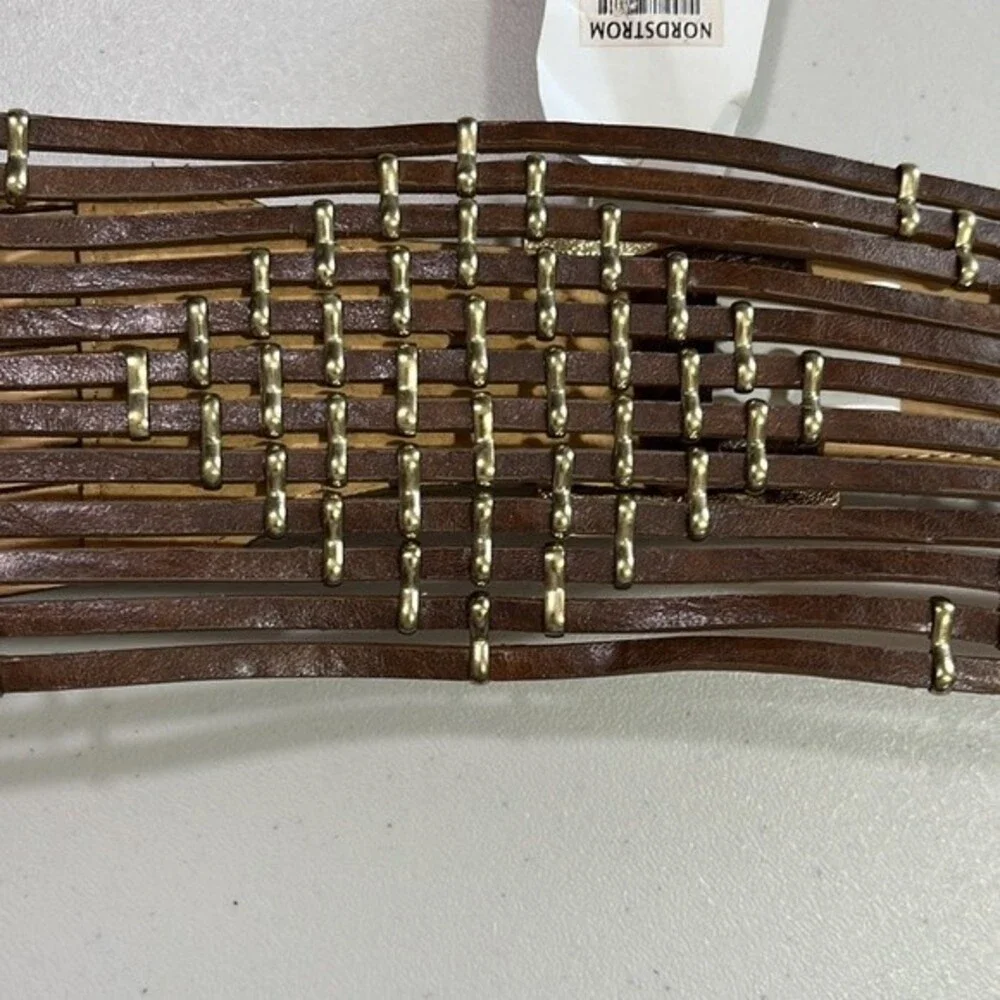 Steve Madden Faux Leather Cut Out Belt Cognac Size Large/X-LARGE NWT